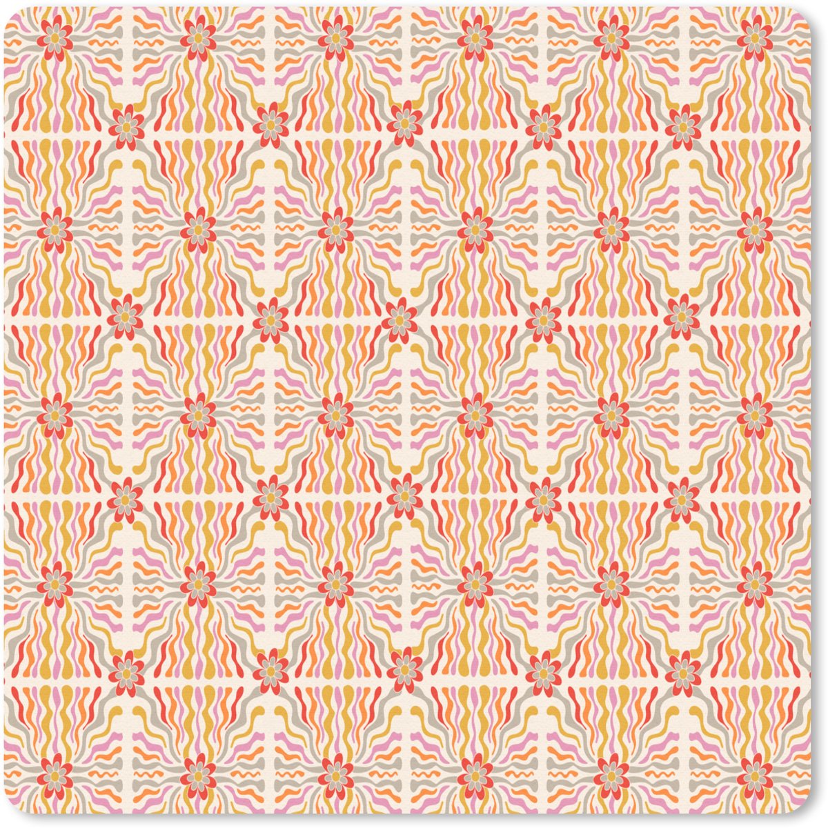 Muismat 20x20 cm - Mousepad Patroon - Retro - Kleur - Muismatten
