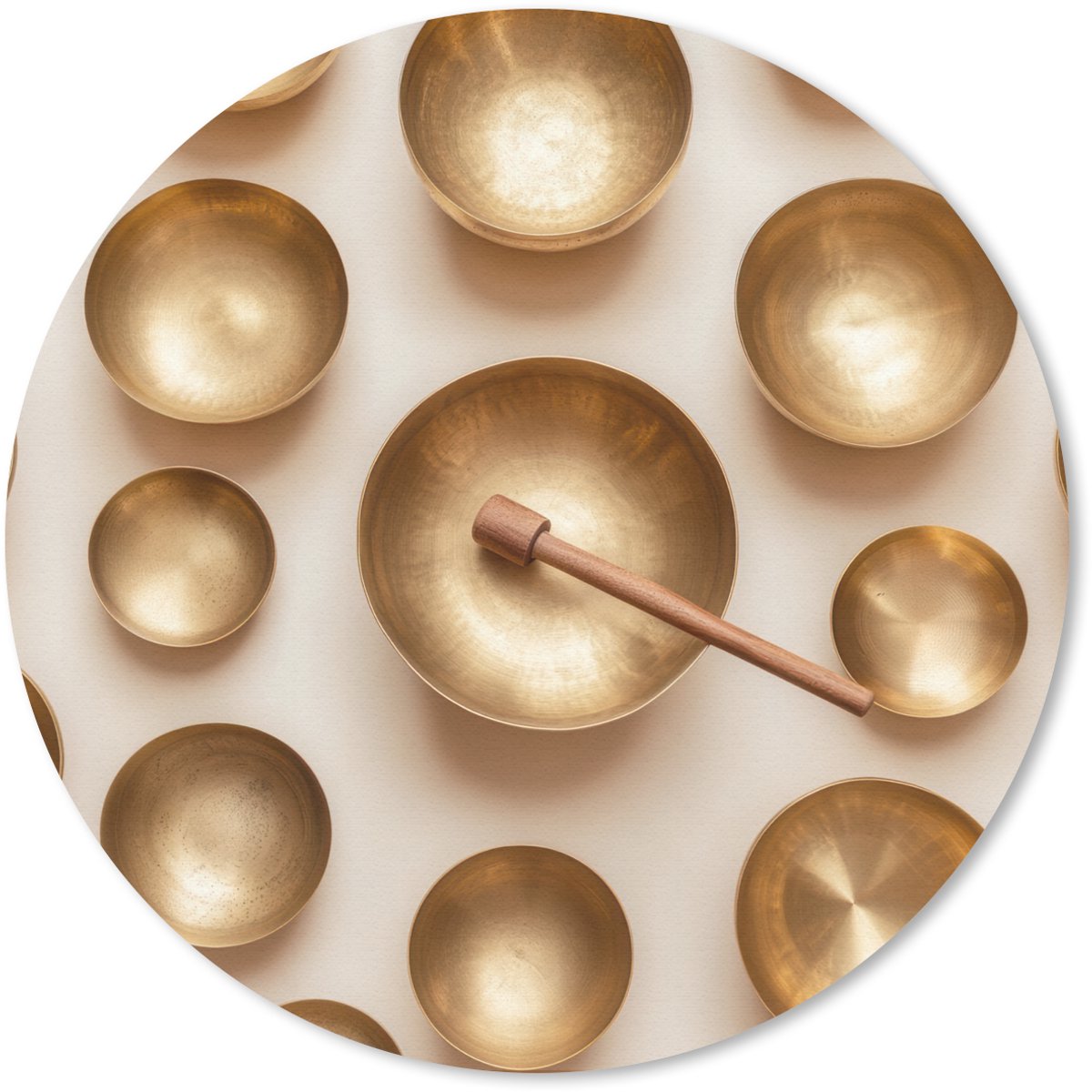 Muismat rond 20x20 cm - Mousepad Symmetrisch - Goud - Brons - Balans - Ronde muismatten