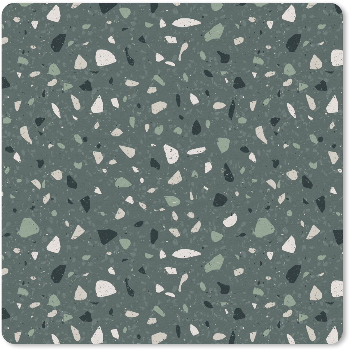 Muismat 20x20 cm - Mousepad Terrazzo - Patroon - Kleurrijk - Groen - Muismatten