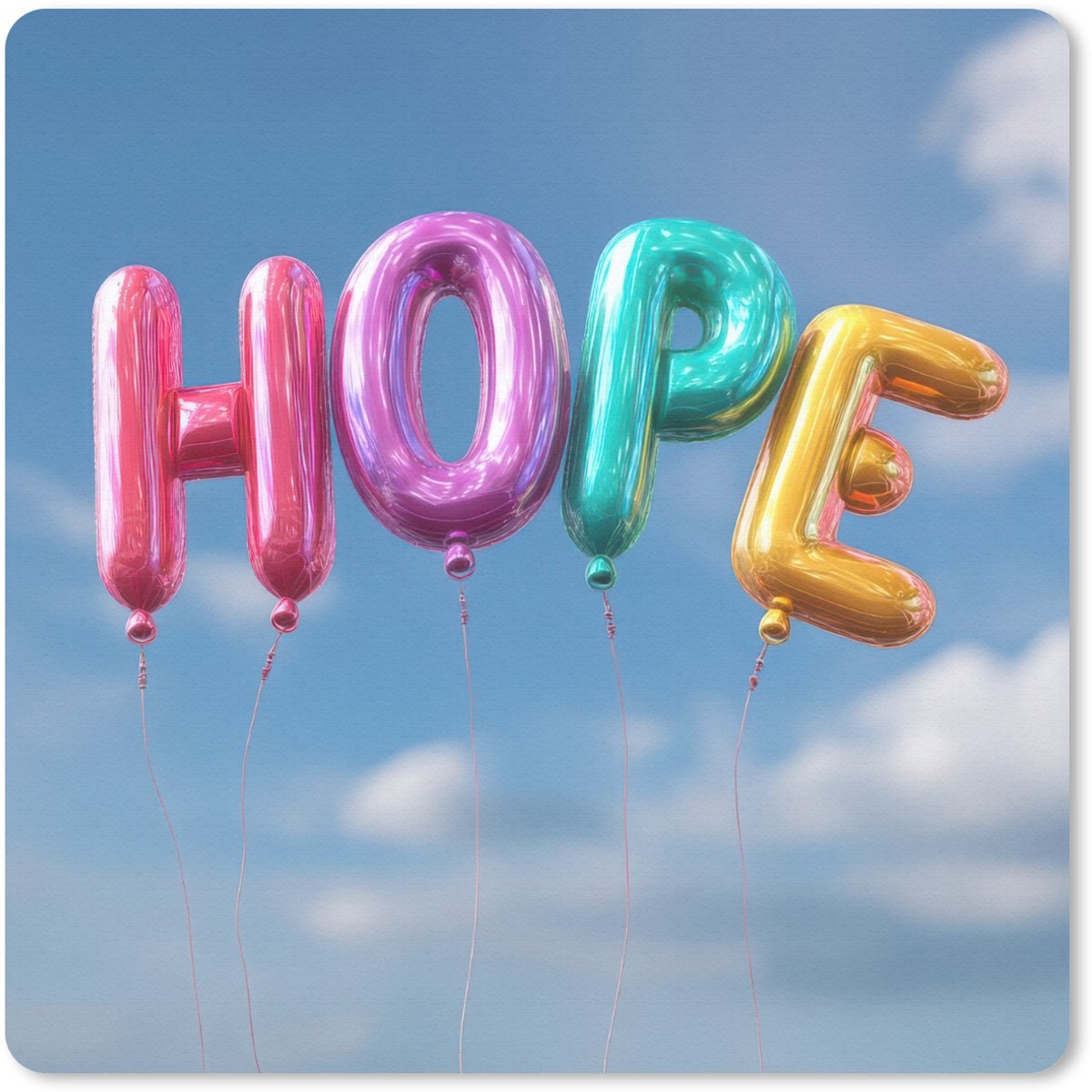 Muismat 20x20 cm - Mousepad Ballonen - Lucht - Hope - Muismatten