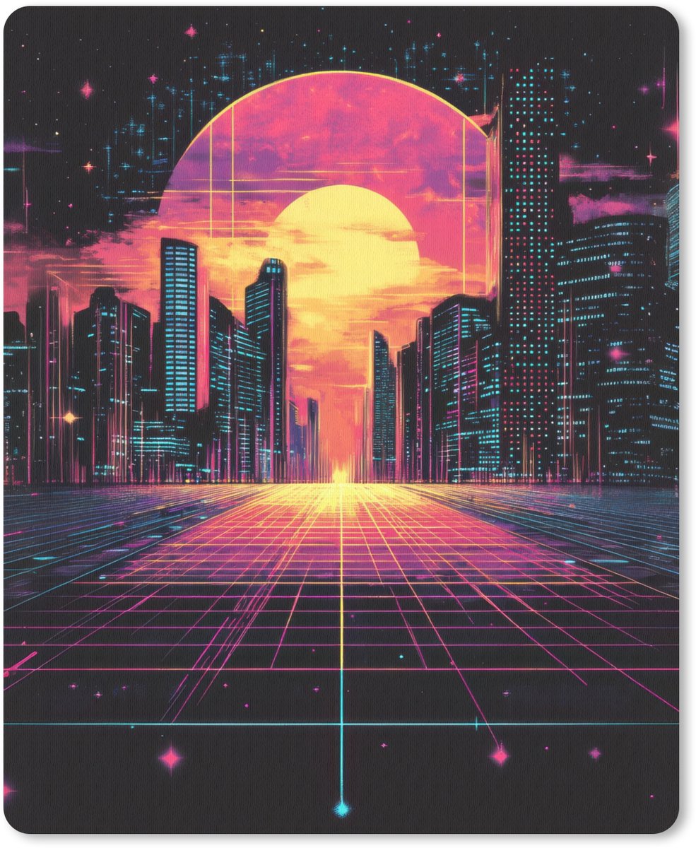 Muismat 19x23 cm - Mousepad Stad - Gebouwen - Zon - Geel - Muismatten