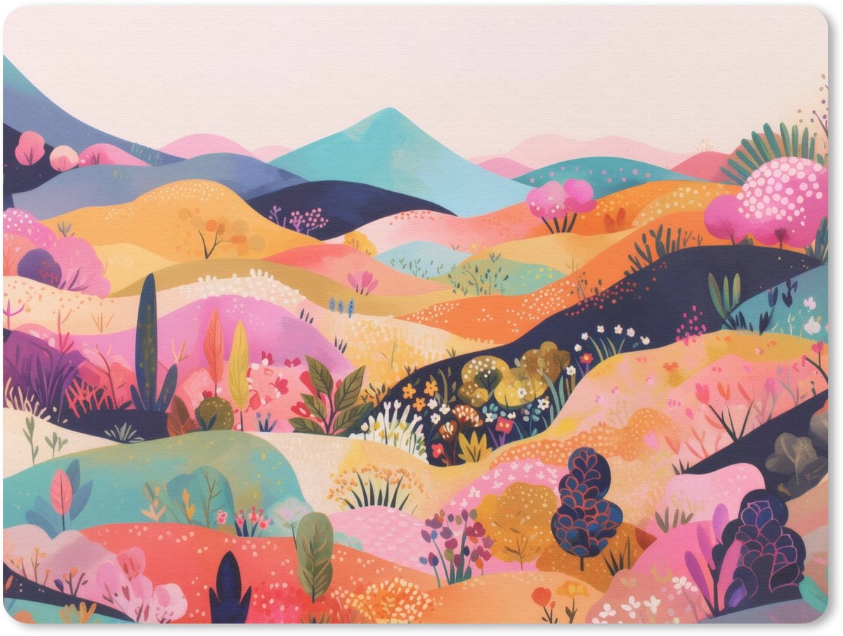Muismat 23x19 cm - Mousepad Golvende heuvels - Abstracte planten - Dromerig - Muismatten