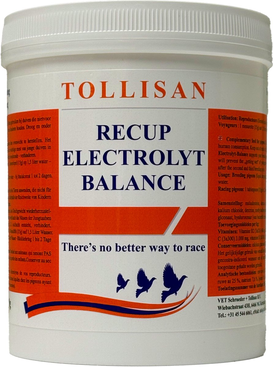 Recup Elektrolyt Balance 500g - Vet Schroeder Tollisan - voor postduiven