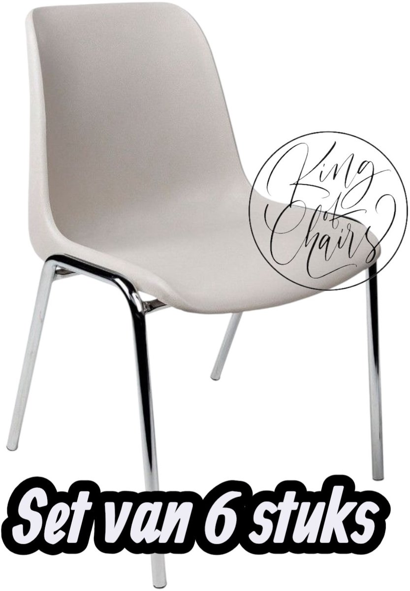 Kantinestoel Helene Lichtgrijs -set van 6- verchroomd onderstel kantinestoel stapelstoel kuipstoel vergaderstoel tuinstoel kantine stoel stapel stoel tuin stoel kantinestoelen stapelstoelen kuipstoelen arenastoel schoolstoel bezoekersstoel Everardo
