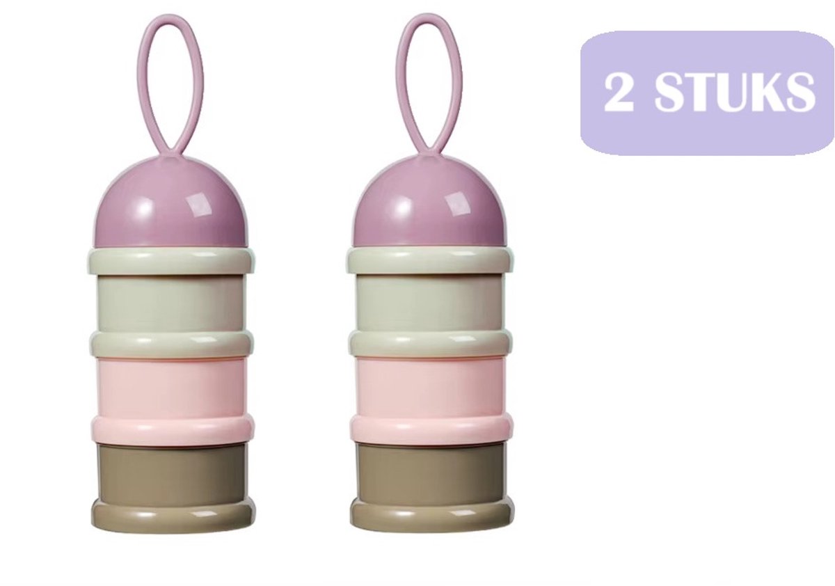 Image of 2 Stuks - 3-Laags Baby Melkpoeder toren - Fruit toren - Roze Beige