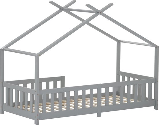 Lichtblauwe Relaxdays Peuterbed 70x140 - Lattenbodem - Kinderbed Met Uitvalbeveiliging Jongensbed