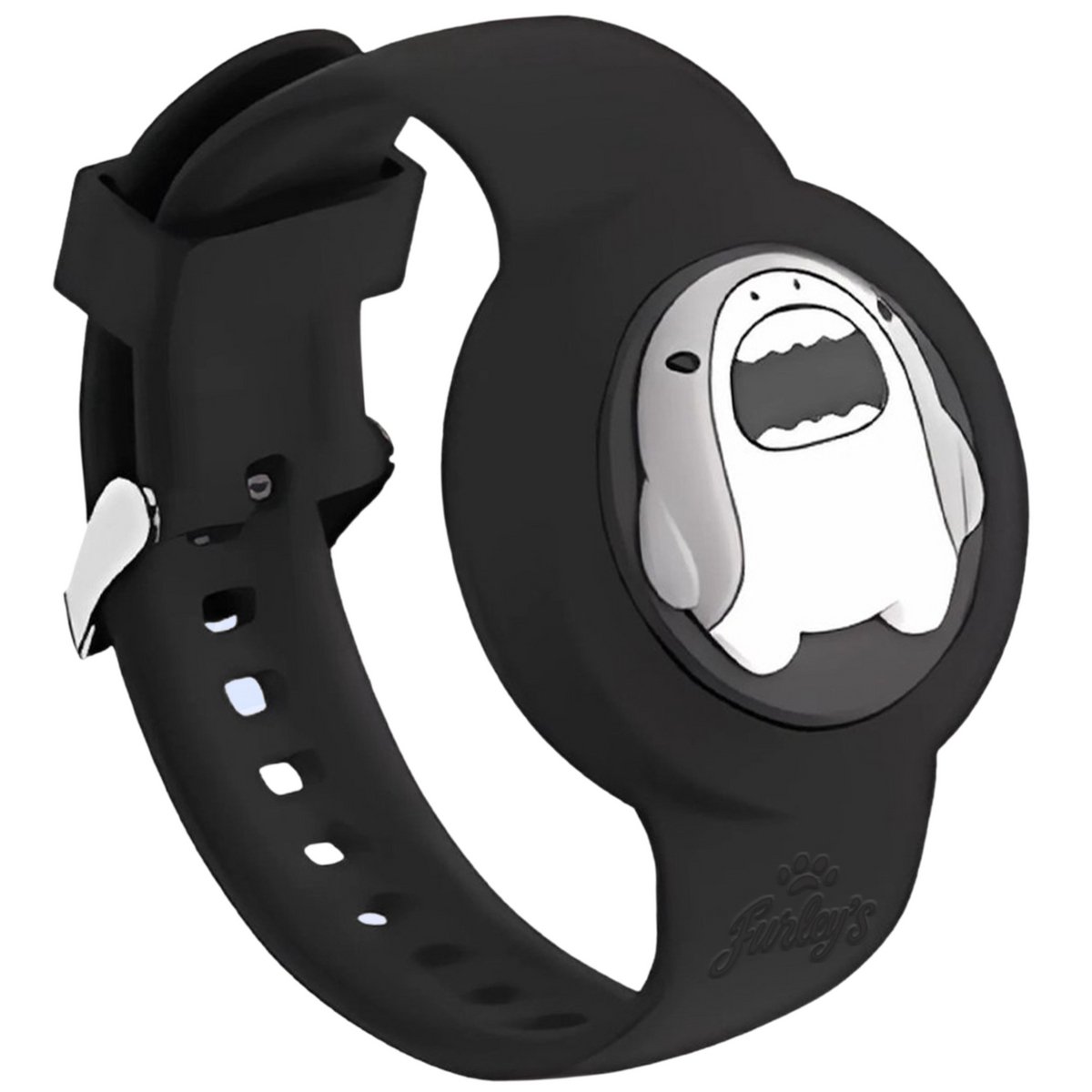 Furley’s Waterdichte Armband voor Kinderen - Geschikt voor Apple AirTag - Verstelbare Siliconen Band - Veilig Comfortabel - Zwarte Haai