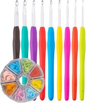 Funzo® Haaknaaldenset - Ø 2-6 mm - 9 Haaknaalden - Met Antislip-Soft Grip - Incl. Steekmarkeerders