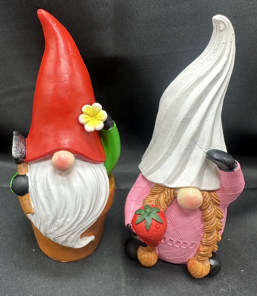 Polyresin tropische (tuin) kabouters " Kabouter in bloempot en rode muts en Kabouter met wit ijsje muts " - Set van 2 stuks - meerkleurig - Hoogte 13 x 8 x 6 cm - Woonaccessoires - Tuinaccessoires - Tuindecoratie