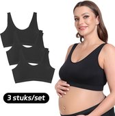 Soutien-gorge d'allaitement sans armatures VIMOSE 3 pièces - Soutien-gorge grande taille - Soutien-gorge de maternité - Maintien doux - Tissu doux - BH -gorge d'allaitement - Soutien-gorge Plus taille - Matière Soft Touch - Zwart- 3XL
