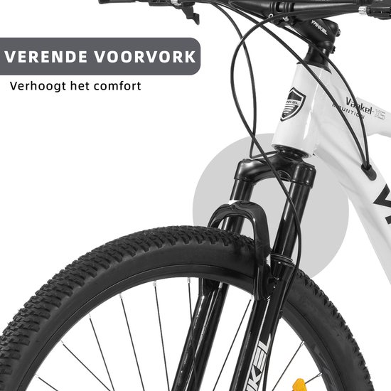 Fiets Mountainbike VANKEL 29 inch - Hardtail mountainbikes - Shimano 21 versnellingen - Shimano Derailleur met dubbele schijfremmen - Geschikt voor lengtes vanaf 160 cm - voor dames en heren - Wit van Fiets. — afbeelding 2