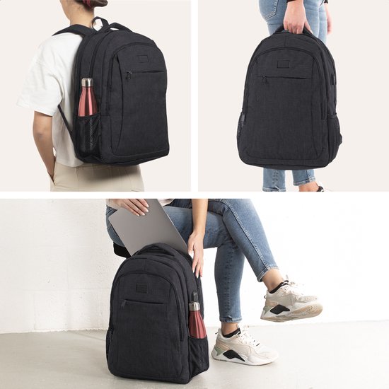 TravelMore Daily Carry XL Backpack - Sac à dos pour ordinateur portable 17,3 pouces - Femme / Homme - 36L - Hydrofuge - Zwart