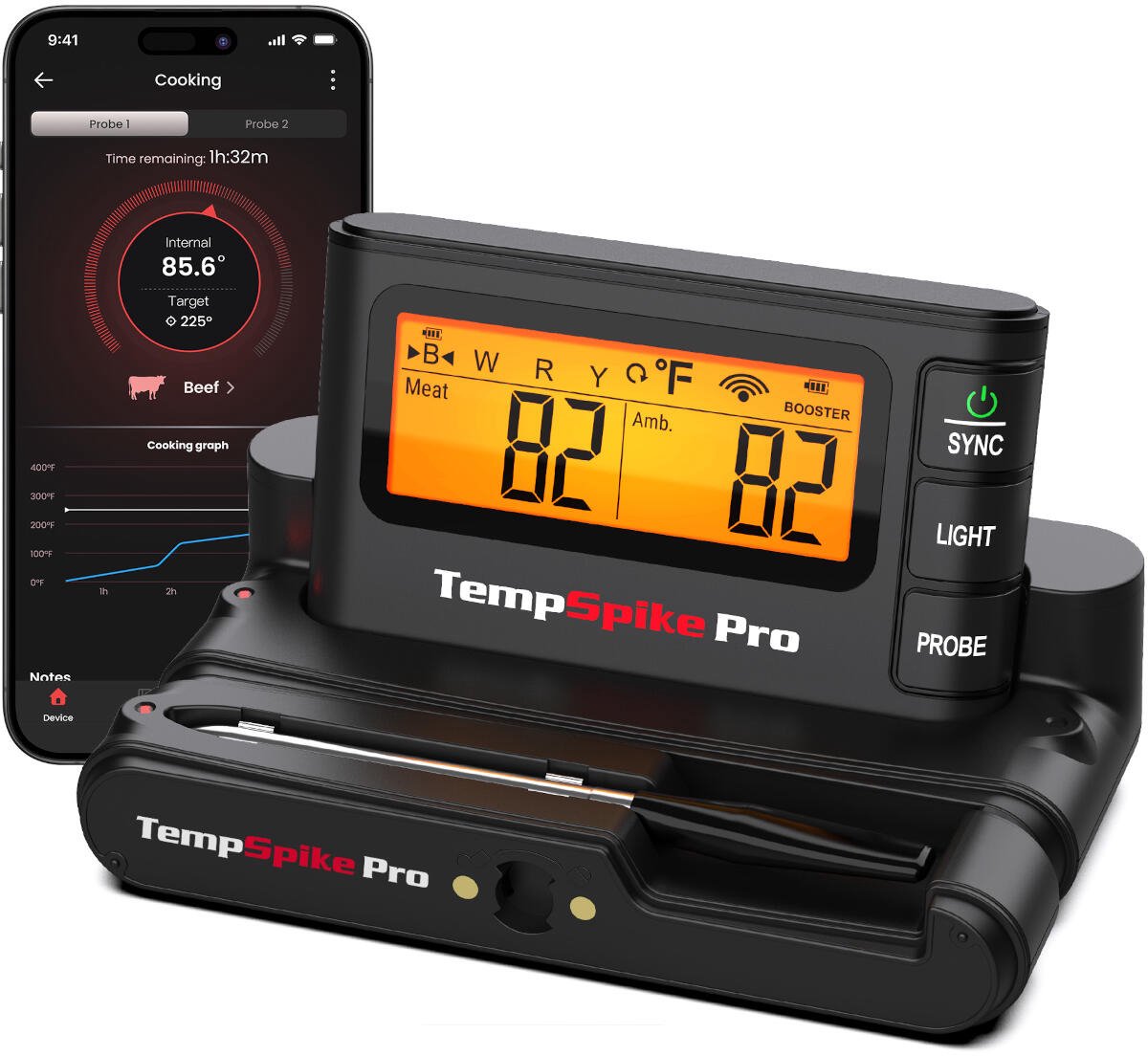 ThermoPro TP980 TempSpike Pro Wi-Fi vleesthermometer - 4 probes