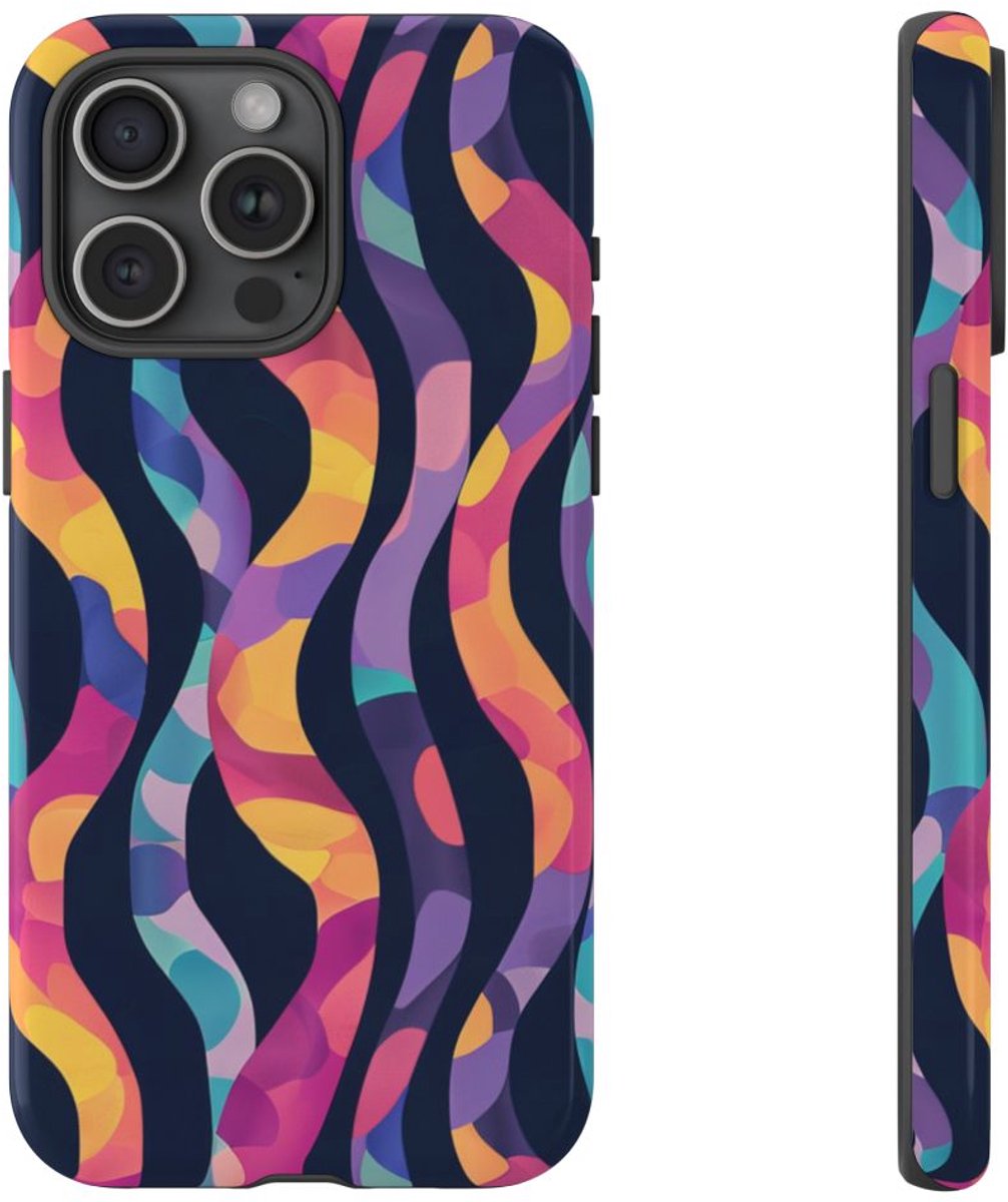 Kleurrijk Golvend Abstract Patroon – Telefoonhoesje Geschikt voor iPhone 15 Pro Max