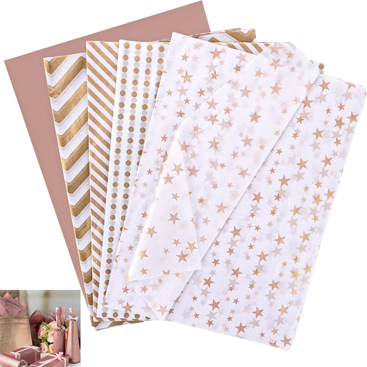 Zijdepapier set - 200 stuks metallic glitterpapier - 50 x 35 cm cadeaupapier voor bruiloft en feest.