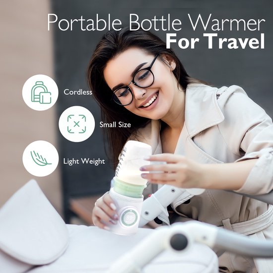 Baby Fles Verwarmen Momcozy Draadloze Draagbare Flessenwarmer Voor Onderweg Snelle Verwarming En Lange Accuduur 2 Standen Moedermelk Water Grote 500 Ml Inhoud De Hele Dag 2707532312 Temperatuur Display