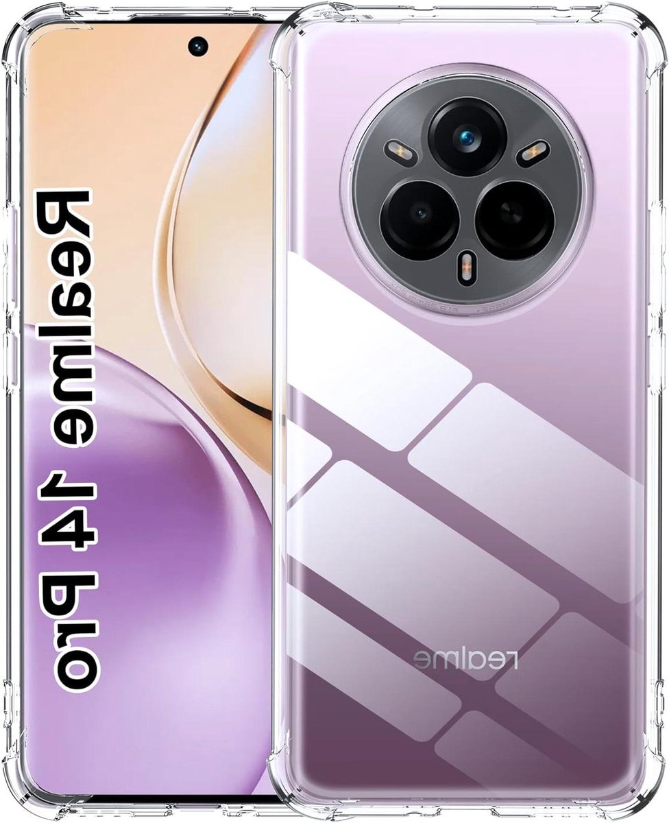 Ultradunne transparante beschermhoes voor Realme 14 Pro 5G - Schokbestendig - Zachte hoes met versterkte hoeken - Anti-kras - Transparant