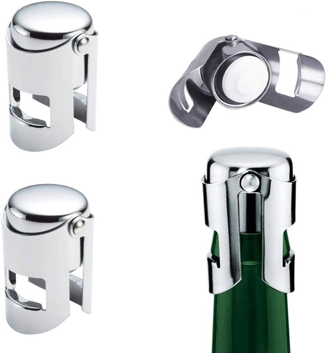 3 stuks champagne- en wijnflesstop – RVS vacuum flesafsluiter, lekvrije champagne stopper, herbruikbare wijnfles dop, bier- en mousserende wijnsealer