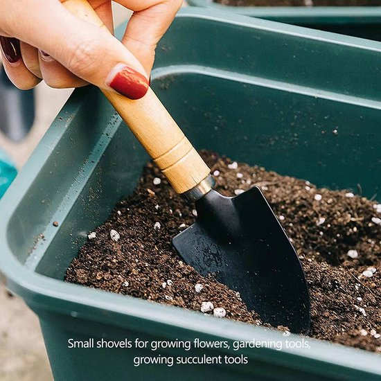 Allecto Plus - Mini Tuingereedschap Set van 3 Stuks - Tuinschop en Tuinhark - Houten Cadeau Set voor Potplanten - Binnen en Buiten Gebruik van Allecto Plus — afbeelding 2