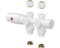 ERFU RADIATORKRAAN - DESIGN - THERMOSTATISCH - MUUR-EN VLOERAANSLUITING - 1/2MX16/2 M30 - MAT WIT