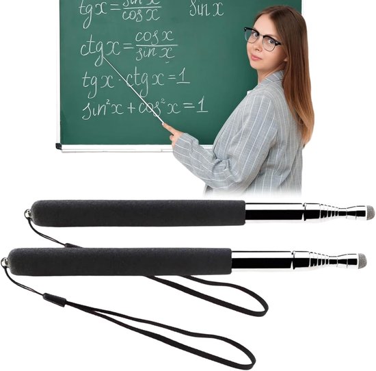HENGBIRD 5 stuks aanwijsstokken, uittrekbaar, roestvrij staal, inschuifbaar, klaslokaal, handheld telescoopstaaf, uitschuifbaar, leerwijzer, uitschuifbare staaf, telescoop, leraar, wijzers voor