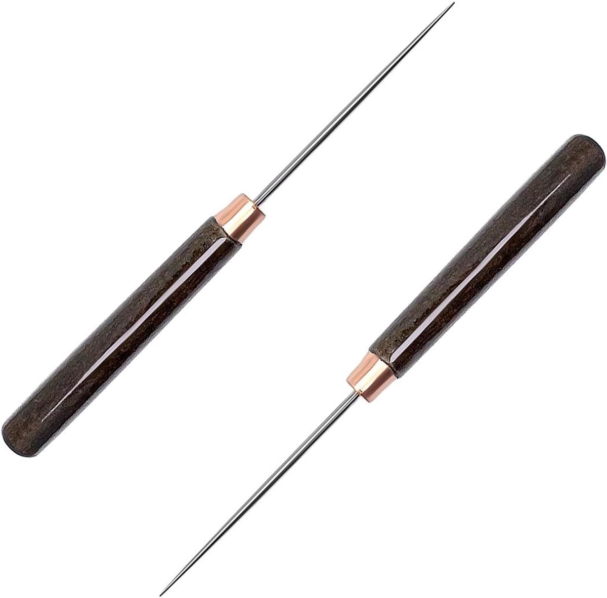 2-delige set met houten handvat, leren priempons, kleermakerspriem voor het maken van gaten, naaien, leerbewerking, priemreparatiegereedschap