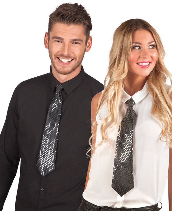 Boland - Stropdas Spangles zwart Zwart - Volwassenen - Unisex - - Glitter and Glamour