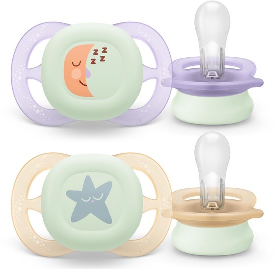 Philips Avent Ultra Start Night - Glow-in-the-dark siliconen fopspeen - 0-6 mnd - 2 stuks - SCF075/17 van Merkloos — afbeelding 2