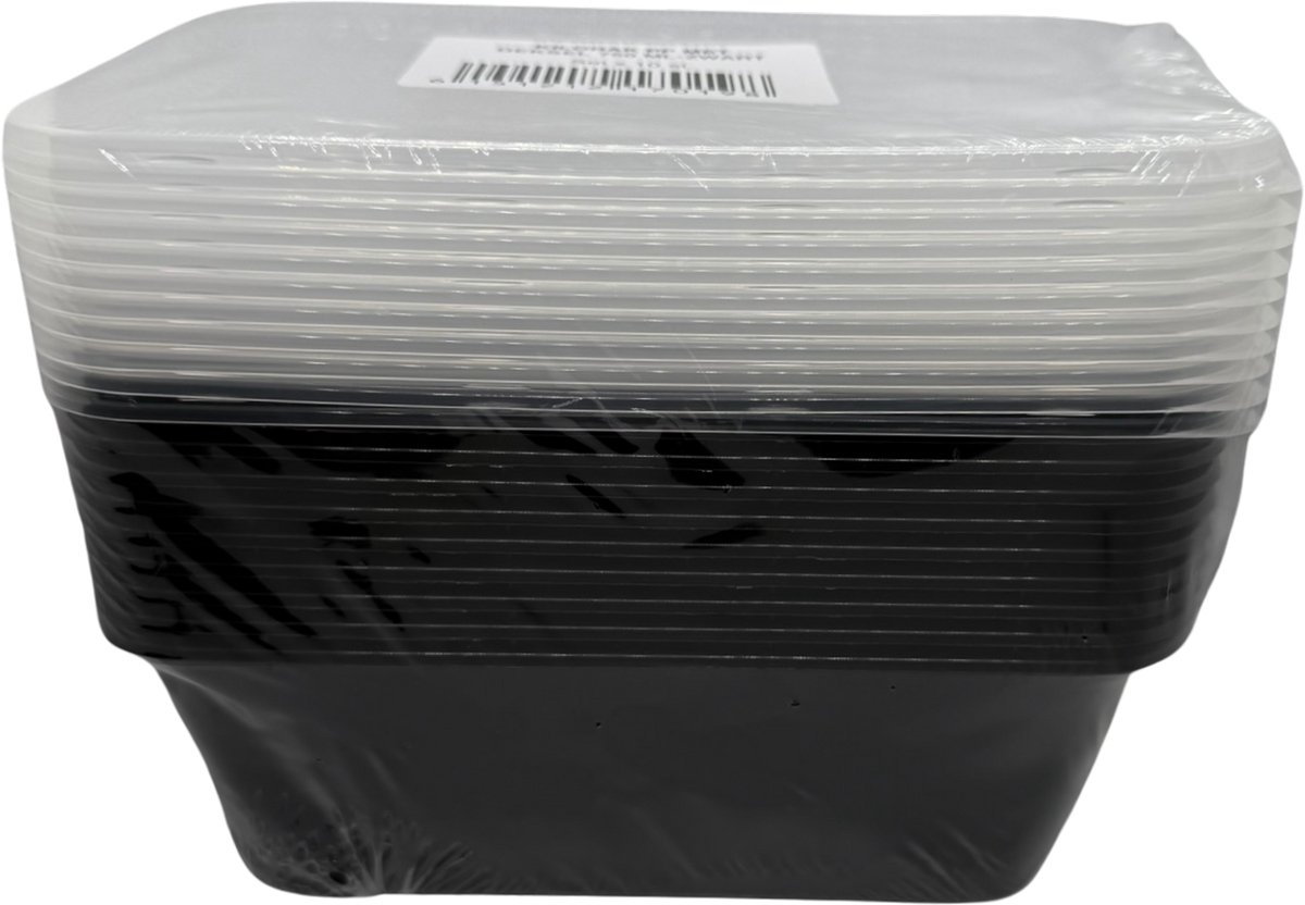 Magnetron Maaltijdbakjes 750 ml – Herbruikbaar – Zwart – BPA-vrij – Met Deksel – Vriezer- & Vaatwasserbestendig – 10 stuks