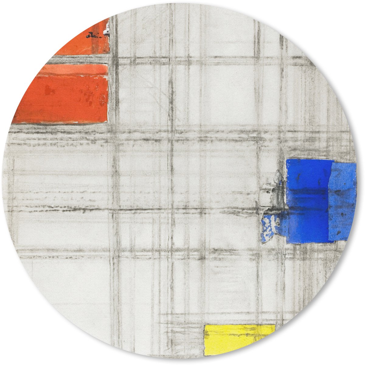 Muismat rond 20x20 cm - Mousepad Studie voor een compositie - Piet mondriaan - Ronde muismatten