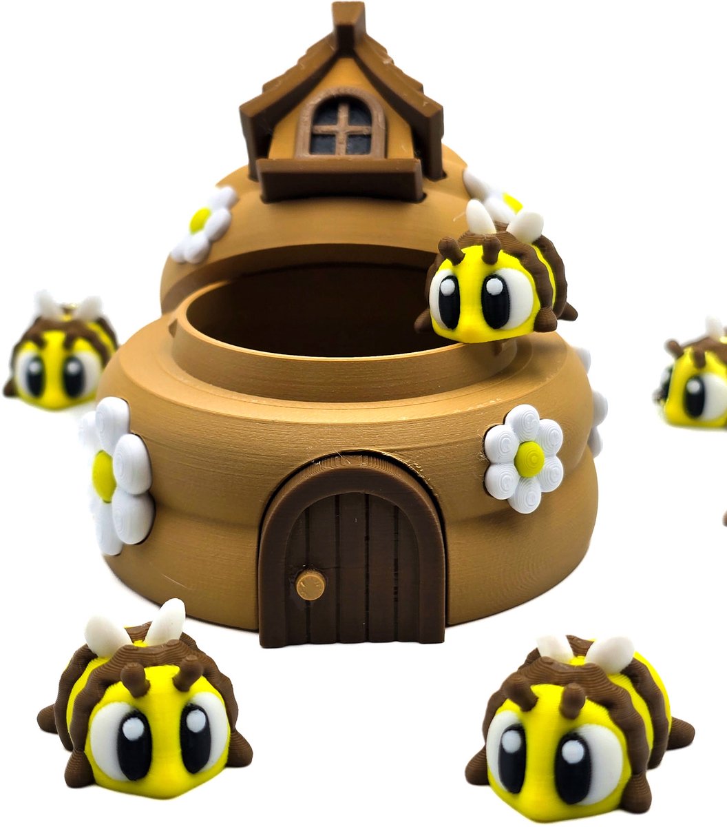 Bijenhuisje met mini bijen - Kleine bijekorf met kleine flexi schattige bijen - Cosmetalic -