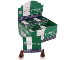 Vijayshree Golden Nag Forest Masala Wierookkegels – 12 Pakketjes x 10 Kegels | 100% Natuurlijke Dhoop Kegels | Handgerold in India, 35-40 min Brandtijd | Meditatie, Yoga & Luchtzuivering met Kajal Sticker