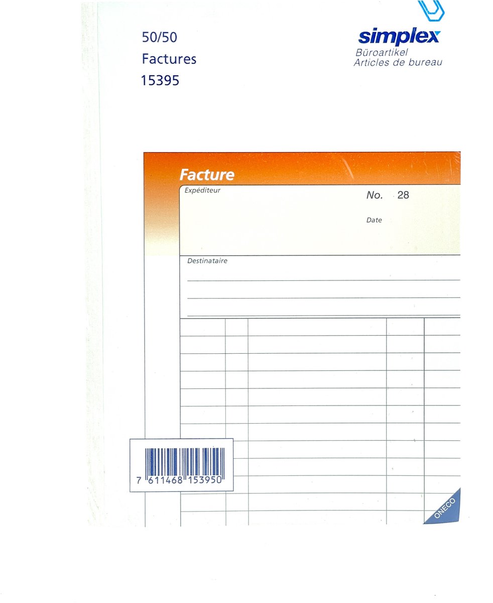 SIMPLEX Facturen A5 – 50 x 2 vellen – Franstalig