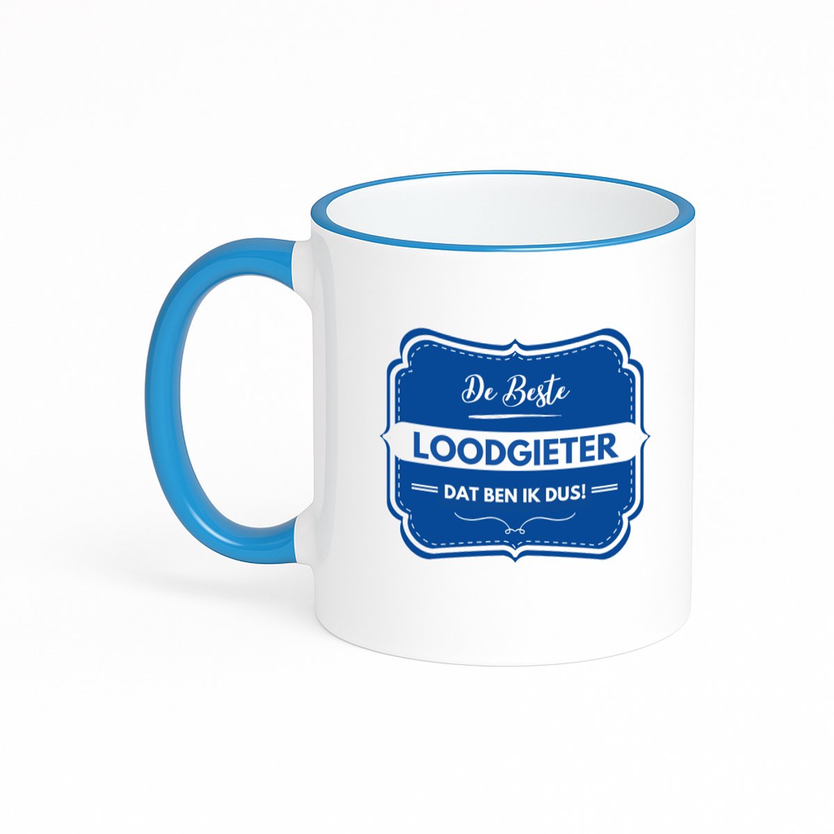 Hacebo® - De beste loodgieter koffiebeker met gekleurde rand blauw - Loodgieter - loodgieters - thee mok - koffie beker - werk - afscheidscadeau - verjaardagscadeau - kado - koffiemok - 330 ML