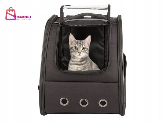 Sac à dos Zwart pour chat et chien – Fenêtre d'aération – Jusqu'à