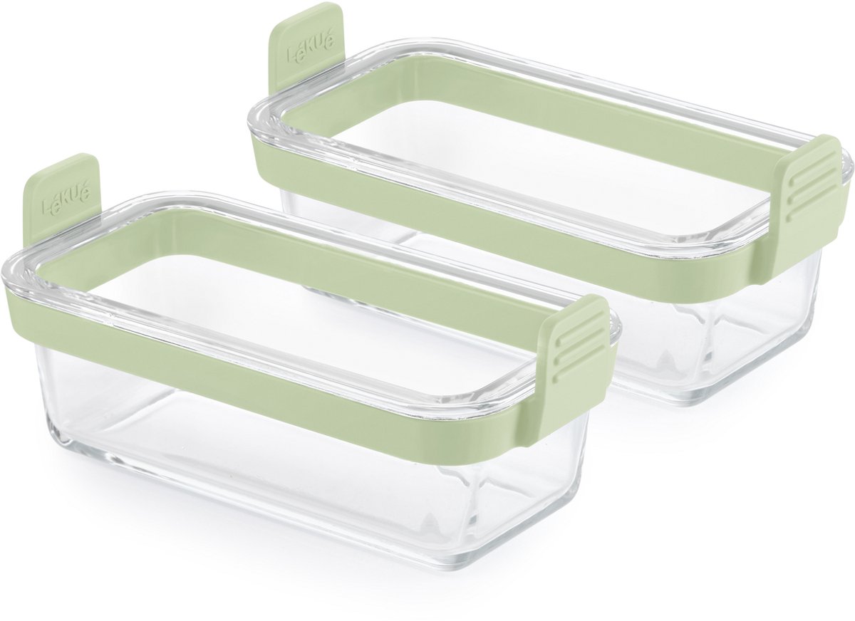 Lékué Airfryer Ovenschaal Rechthoek - Set 2-delig - Glas - Transparent