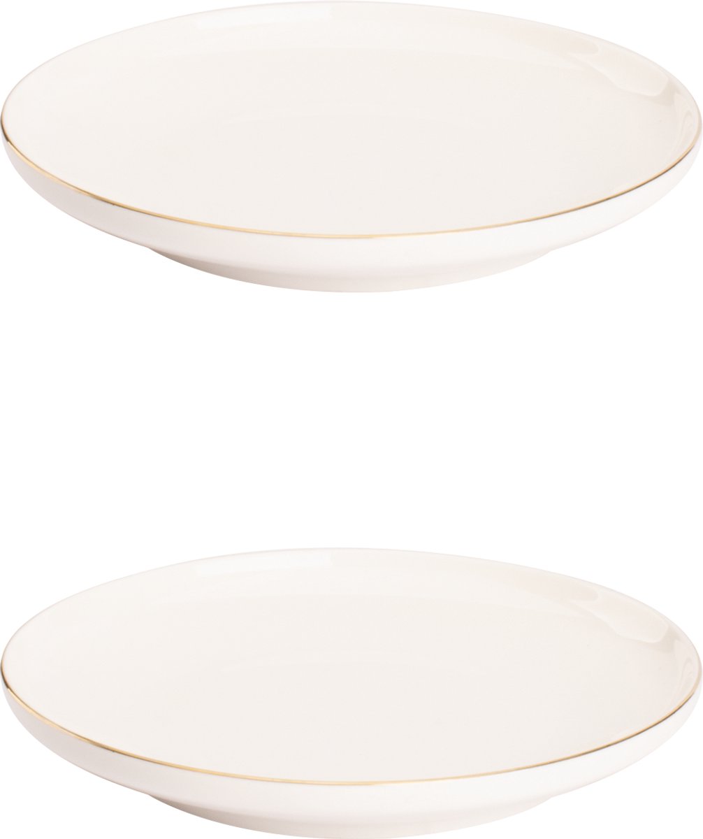Maastricht Porselein - Ligne D'Or - Bord - 2 stuks - ø 21 cm - Wit/Goud - Porselein - Bordenset