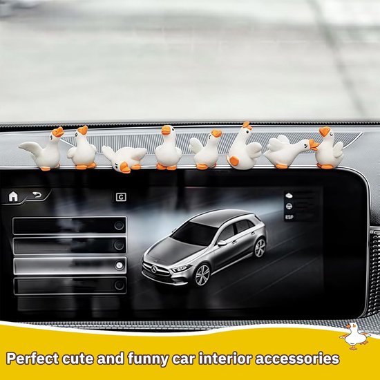 8 stuks Miniatuur Dieren Set - Grappige Gans Auto Dashboard Accessoires en Interieur Decoratie van Merkloos	 — afbeelding 3