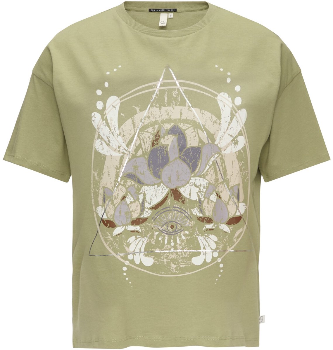 Q/S designed by - T-shirt - Maat L - Vrouwen - 72D0 GREEN - katoen