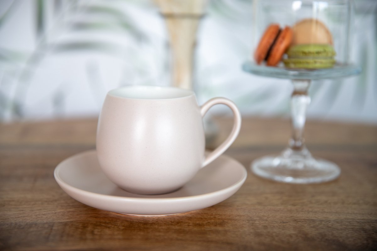 Serie Derby Premium Koffiekopjesset Voor 4 Personen In Gastronomiekwaliteit, Kopjes Met Schoteltjes In Modern Design En Kleurrijke Pastelkleuren Duurzaam Porselein