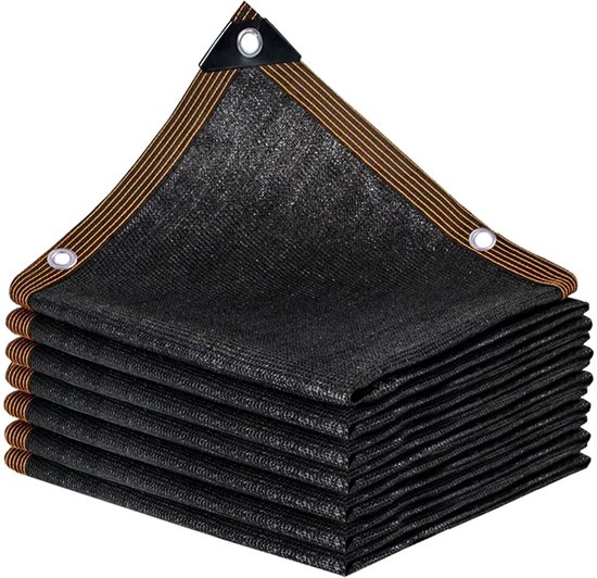 QLOFEI Zwarte Schaduwnet, 70% UV-Schaduwnet met Inslagringen, Zwarte Schaduw Doek Schaduwdoek voor Tuin, Planten, Kas, Schuur, Dak, Balkon, Binnenplaats, Zwembad (1x3m