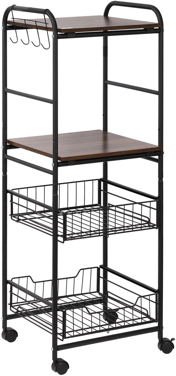 HOMCOM-Keukenwagen-Metaal-40x38x111cm-Walnoot