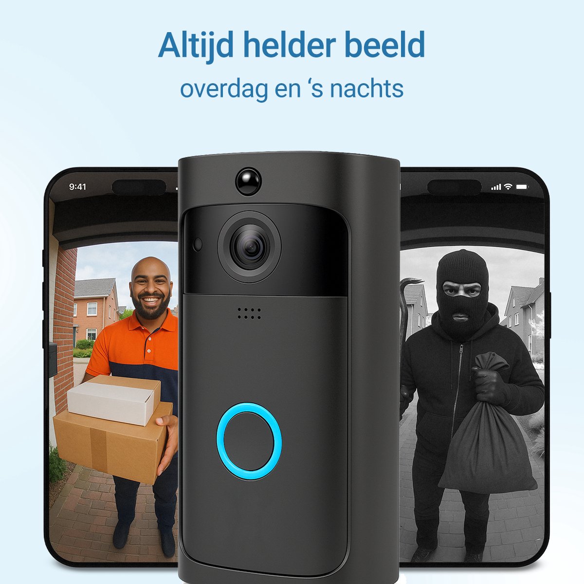 Living Slimme Video Deurbel met Nachtzicht - Full HD Zwart - afbeelding 3