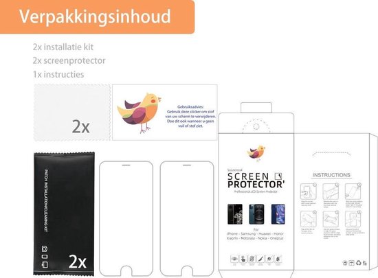 Contenu de l'emballage des protecteurs d'écran: 2x kit d'installation, 2x protecteur d'écran, 1x instructions. Avec le logo "Solutionss4 Screen Protector".