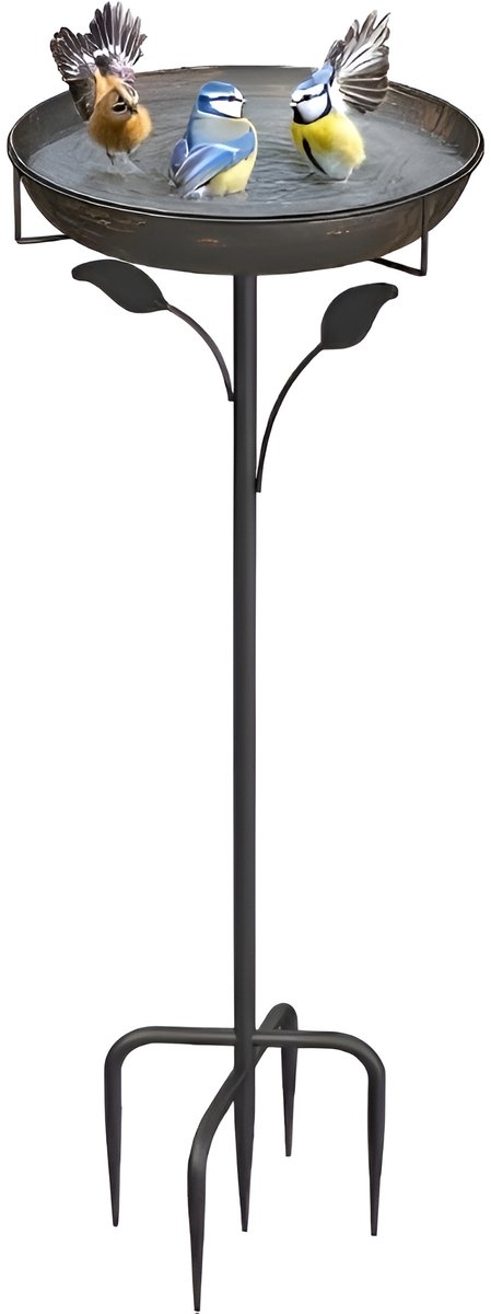 Famanu Vogelbad, 30 cm, staande voederschaal voor buiten en tuin, metalen vogelbad, waterbad voor wilde vogels, vogelbad, winterbestendig, voederbak