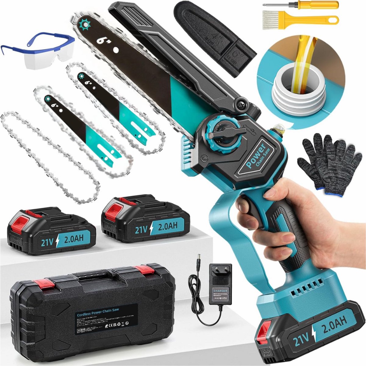ZRSS® Mini kettingzaag met accu - Elektrische takkenzaag - Handkettingzaag