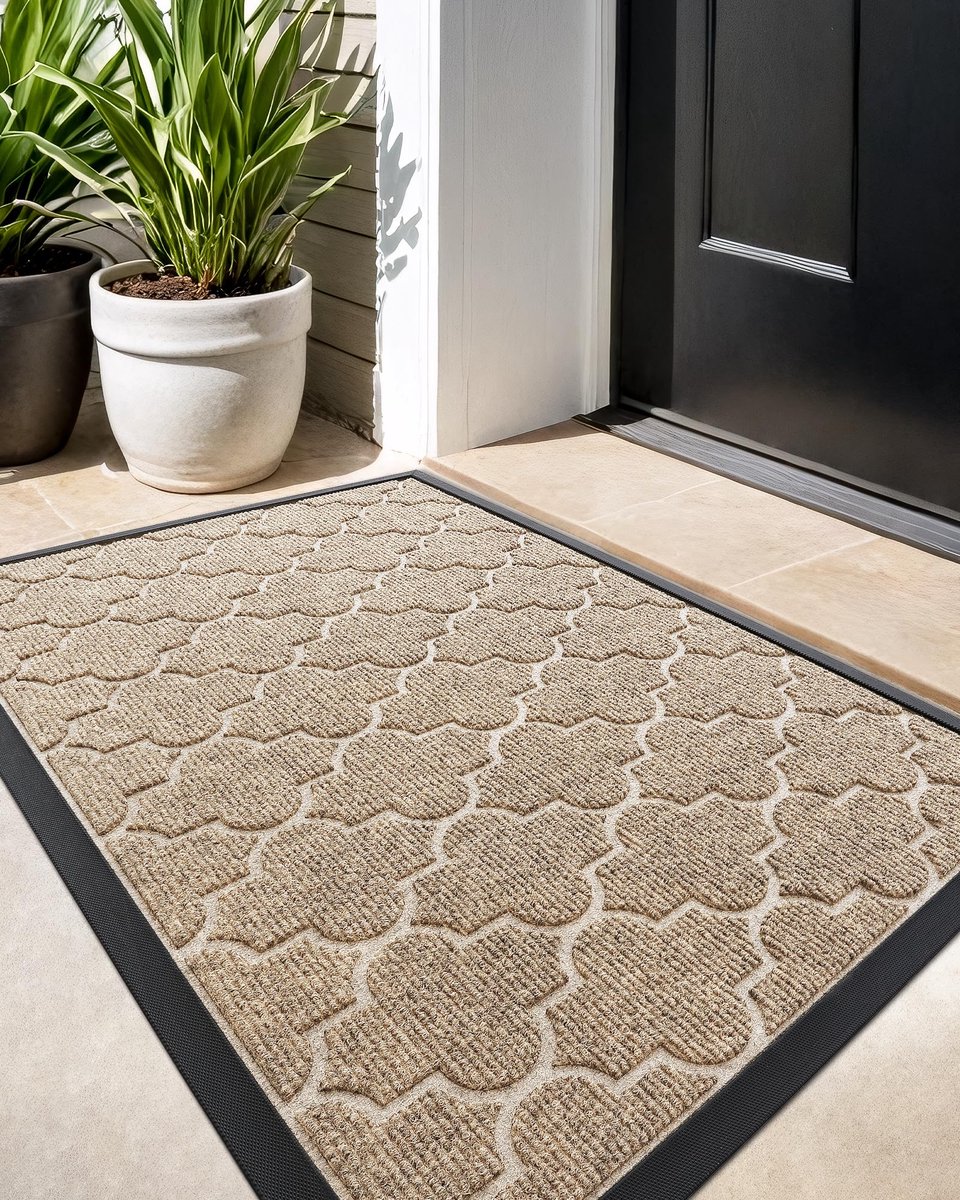 Ibenzoa Weerbestendige Grote Deurmat voor Buiten met Antislip en Wasbare Eigenschappen, 92 x 152 cm, Bruin
