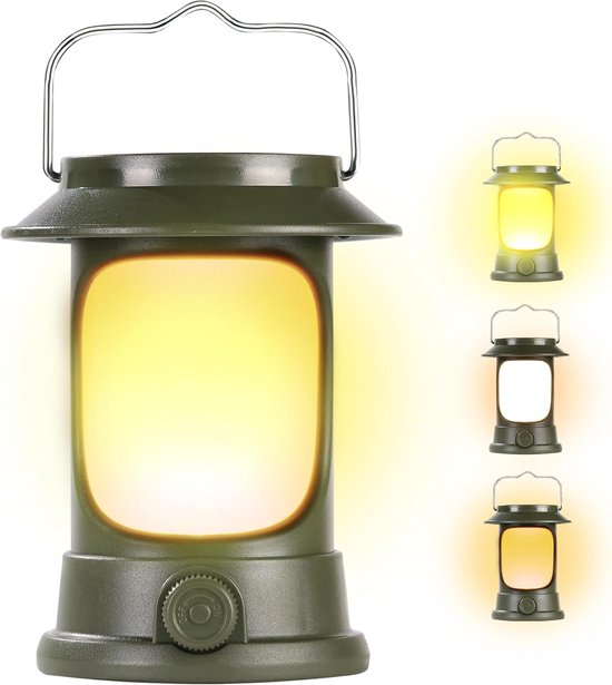 Lampe de camping - lanterne LED style rétro - tente de camping - lampe de camping - rechargeable par USB - pour camping, jardin, panne de courant