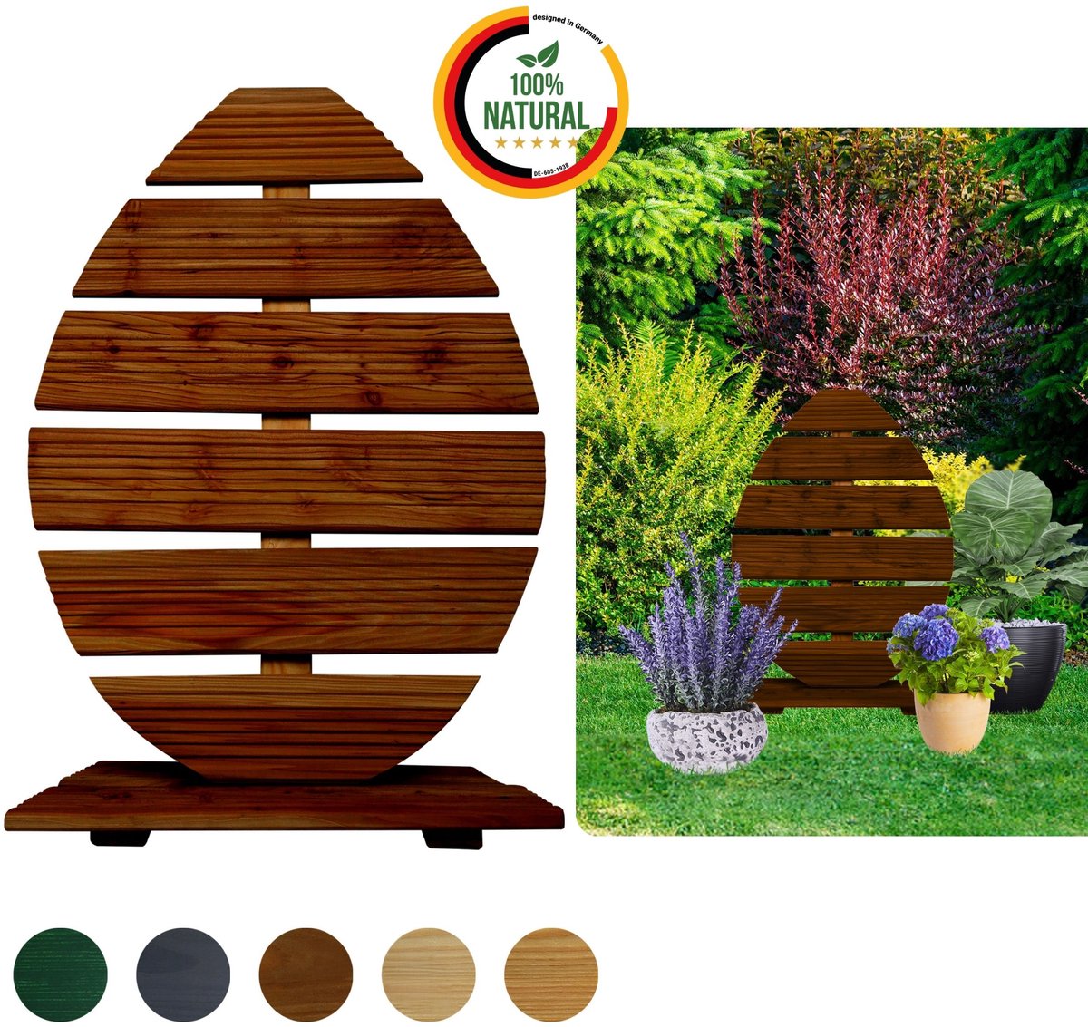 Floranica Paasdecoratie van hout 70 cm hoog bruin voor binnen en buiten - Handgemaakte paasei tuindecoratie