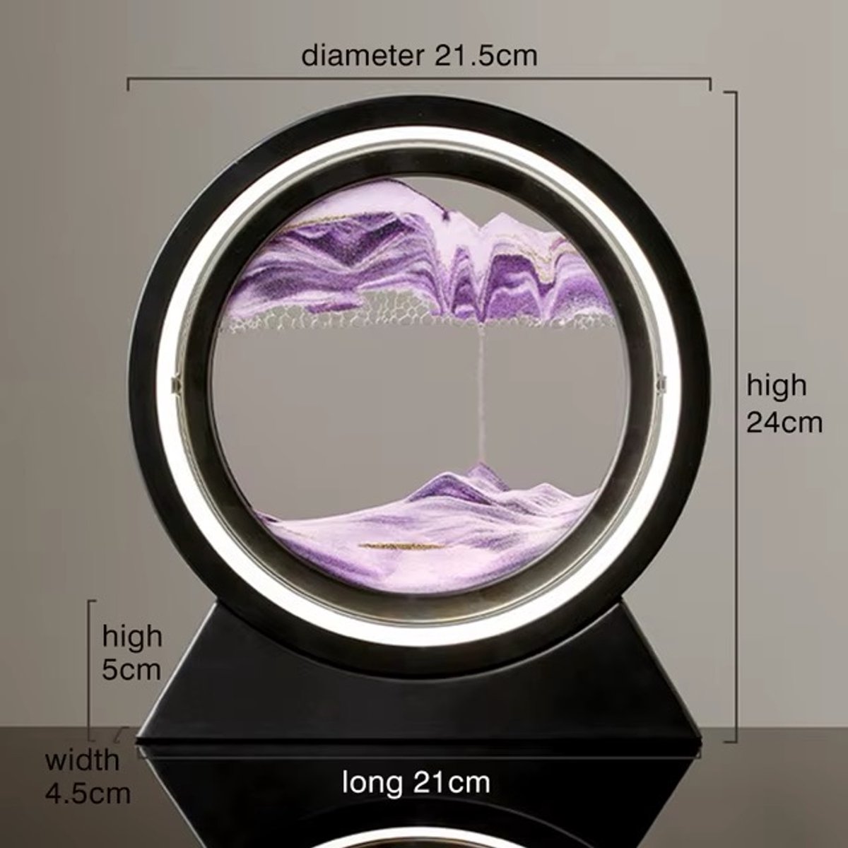 J-Trade Zandloper Lamp – Zandloper Lamp - 3500K Warm Wit – USB & Batterij – Draaibaar 360° – Met Knipperlichtstand – Paars – Inclusief Spuitje en Handleiding